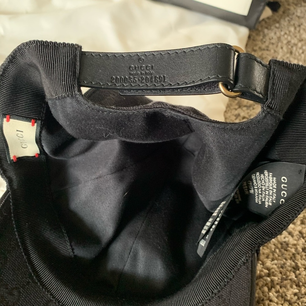 Black Canvas Gucci Baseball Cap with web